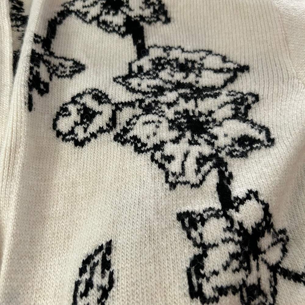 Anthropologie White Cardigan with Black Floral Embroidery - Picture 8 of 11
